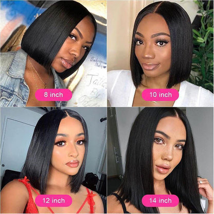 Facebook women short straight hair bob wigs middle-parted headgear