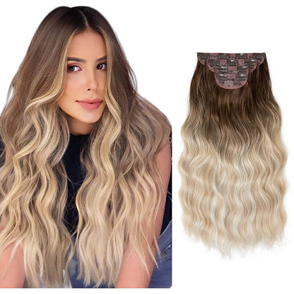 Hair extensions clip in hair four-piece wig set hair clips curly fiber 22 inch