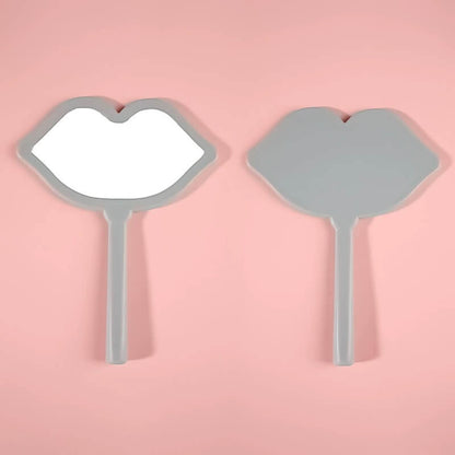 7 color lip shape makeup mirror handheld portable handle mirror 16*12cm