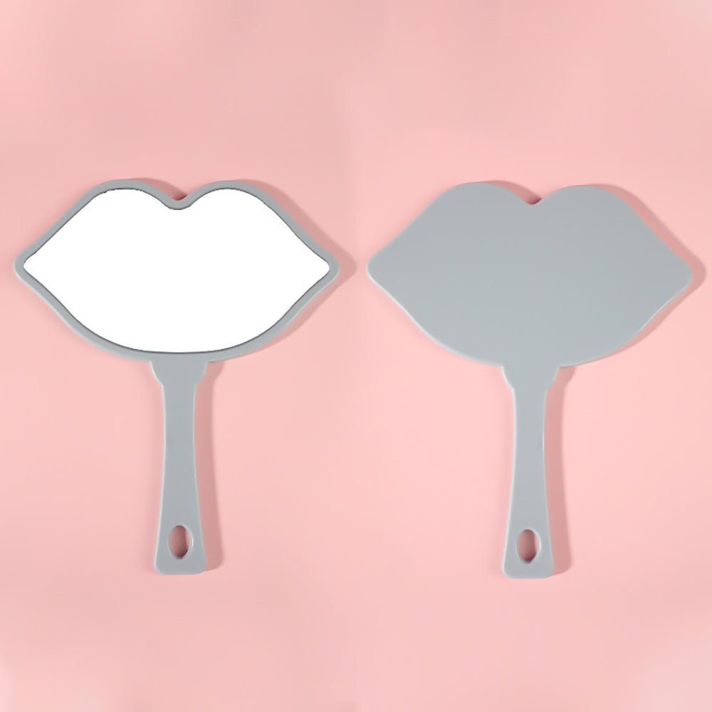 7 Color Lip Shape Makeup Mirror Handheld Portable Handle Mirror 18*21.5cm