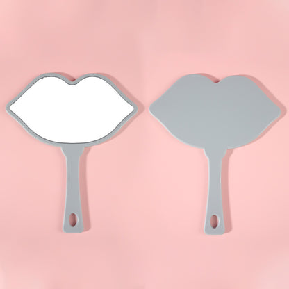 7 Color Lip Shape Makeup Mirror Handheld Portable Handle Mirror 18*21.5cm