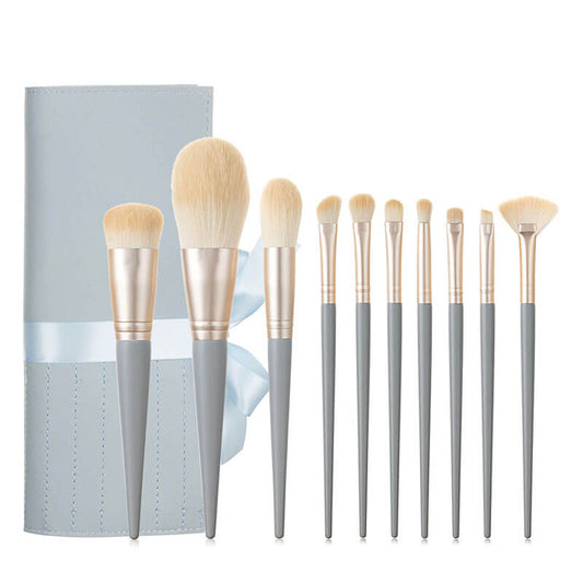 10 pcs blue makeup brush set soft brushes portable beauty tool