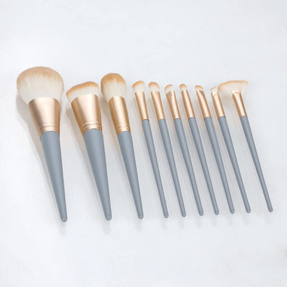 10 pcs blue makeup brush set soft brushes portable beauty tool