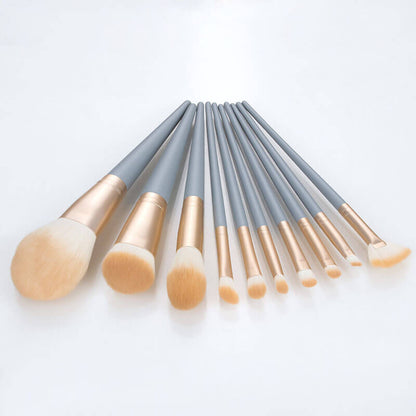 10 pcs blue makeup brush set soft brushes portable beauty tool
