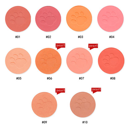 10 Color Blush Powder Blusher Cute Cat'S Paw Brighten High Pigmented