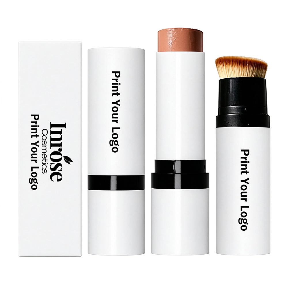 5 Color Cream Blush Stick Double-Ended Blusher With Brush Waterproof Long Lasting