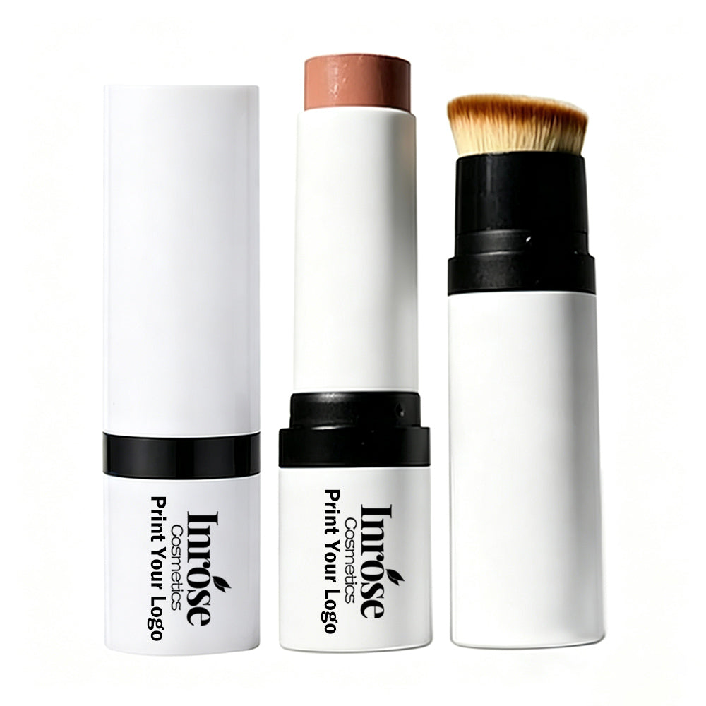 5 Color Cream Blush Stick Double-Ended Blusher With Brush Waterproof Long Lasting