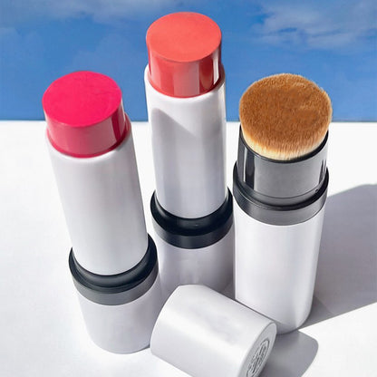 5 Color Cream Blush Stick Double-Ended Blusher With Brush Waterproof Long Lasting