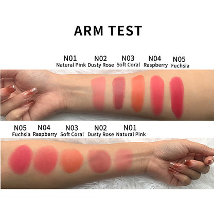 5 Color Cream Blush Stick Double-Ended Blusher With Brush Waterproof Long Lasting