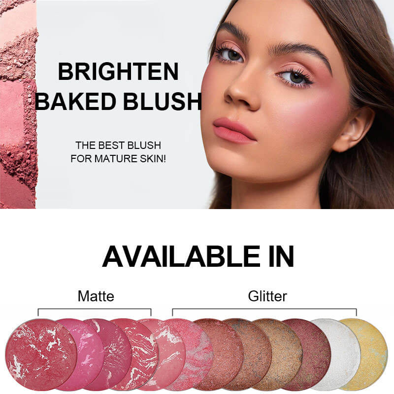 12-Color Baked Blush Mixed-Shade Palette Matte & Shimmer Long-Lasting Vegan