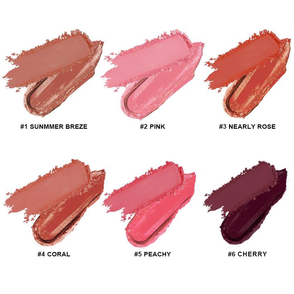 6-Color 2-in-1 Blusher Cream Blush Palette Long-Lasting High Pigment Waterproof