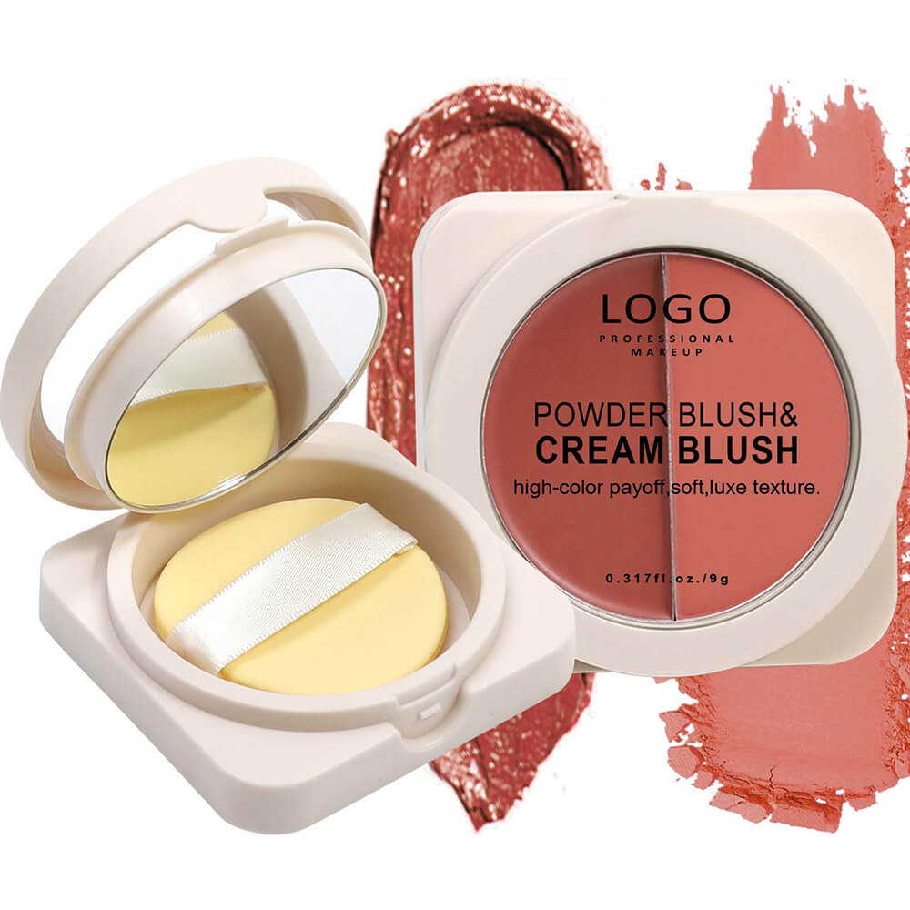 6-Color 2-in-1 Blusher Cream Blush Palette Long-Lasting High Pigment Waterproof