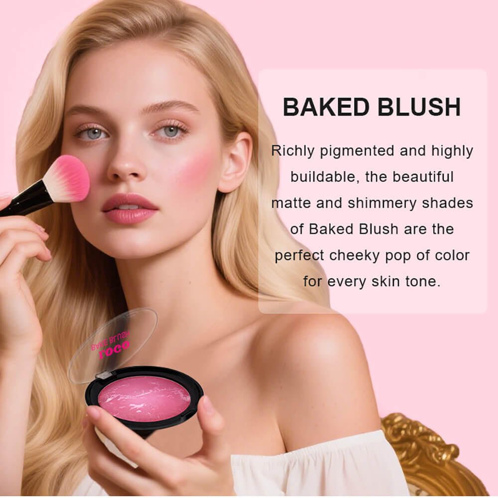 12-Color Baked Blush Mixed-Shade Palette Matte & Shimmer Long-Lasting Vegan