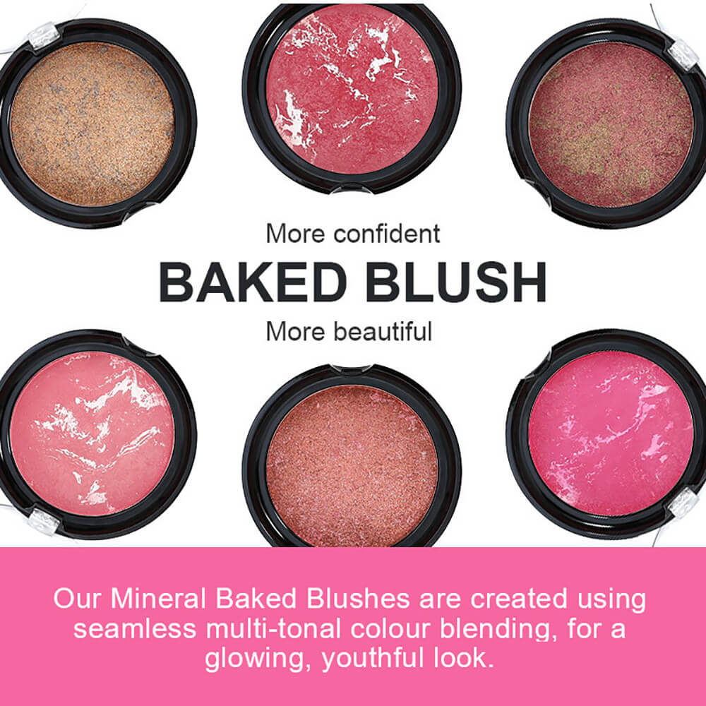 12-Color Baked Blush Mixed-Shade Palette Matte & Shimmer Long-Lasting Vegan