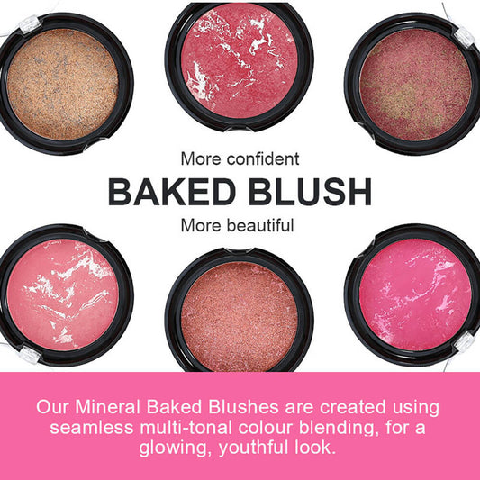 12-Color Baked Blush Mixed-Shade Palette Matte & Shimmer Long-Lasting Vegan
