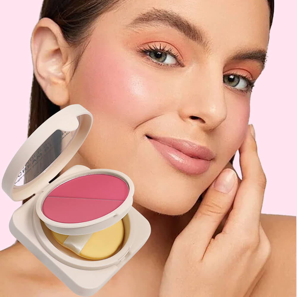 6-Color 2-in-1 Blusher Cream Blush Palette Long-Lasting High Pigment Waterproof