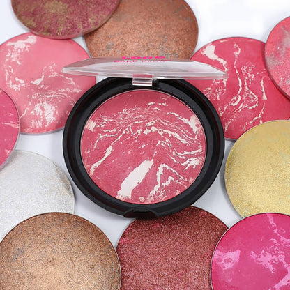 12-Color Baked Blush Mixed-Shade Palette Matte & Shimmer Long-Lasting Vegan