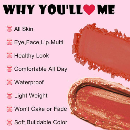 6-Color 2-in-1 Blusher Cream Blush Palette Long-Lasting High Pigment Waterproof