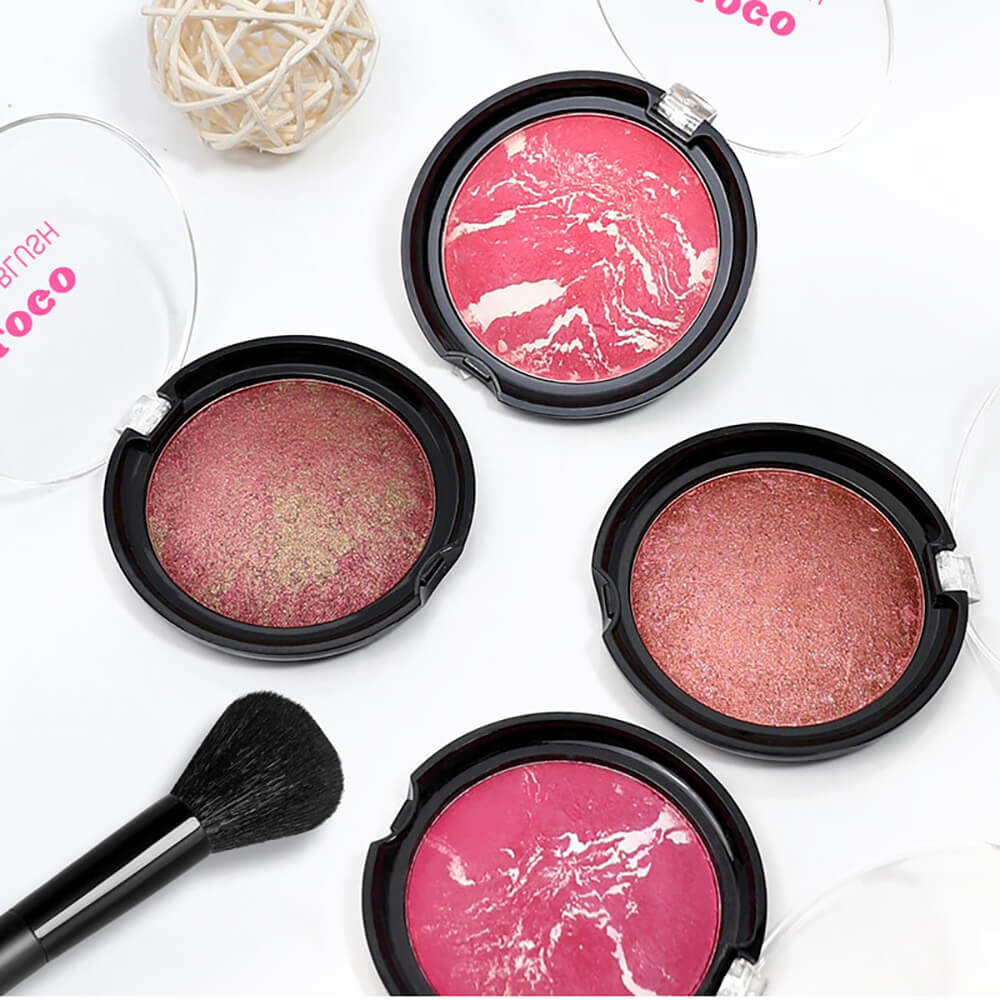 12-Color Baked Blush Mixed-Shade Palette Matte & Shimmer Long-Lasting Vegan