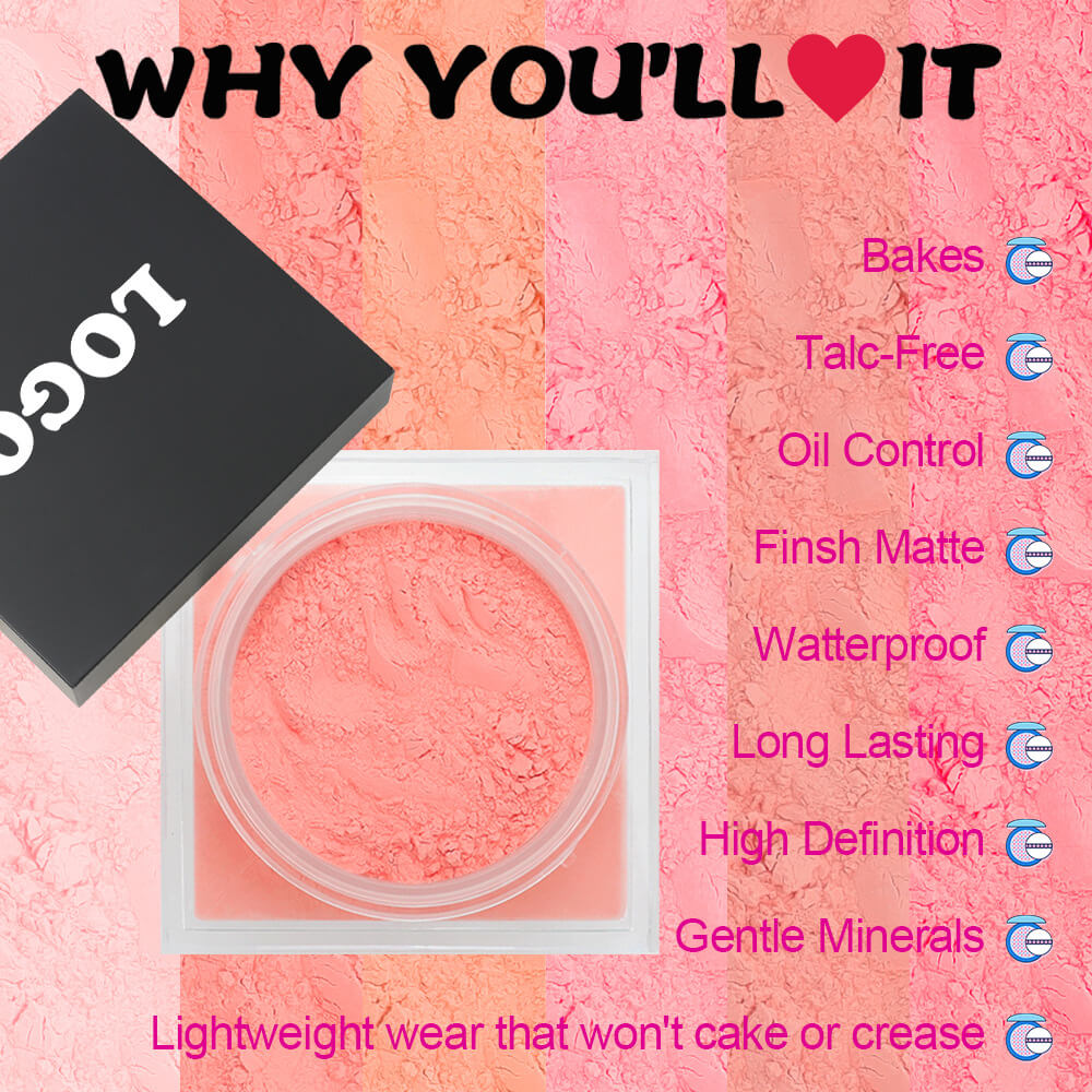 6-Color Blush Loose Powder Oil-Control Long-Lasting Waterproof Non-Caking Vegan