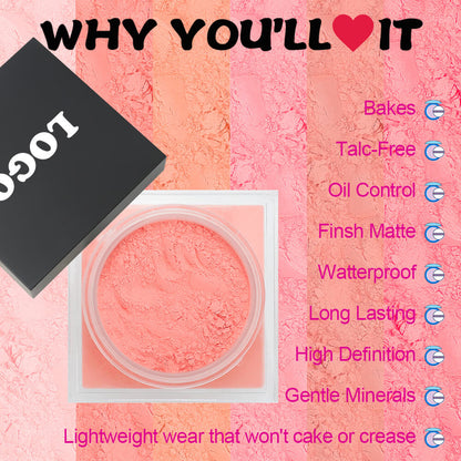 6-Color Blush Loose Powder Oil-Control Long-Lasting Waterproof Non-Caking Vegan