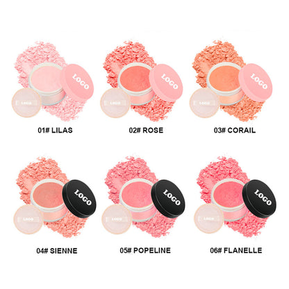 6-Color Blush Loose Powder Oil-Control Long-Lasting Waterproof Non-Caking Vegan