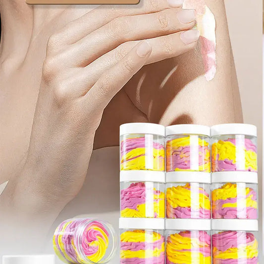 Gommage corporel fouetté, beurre corporel exfoliant et nettoyant, parfum floral