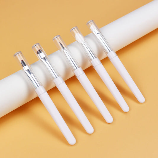 Pinceaux de maquillage blancs en silicone pour lèvres, sourcils et eyeliner, portables