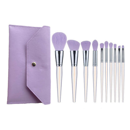 Ensemble de 10 pinceaux de maquillage avec pochette, pinceaux violets doux, vente en gros