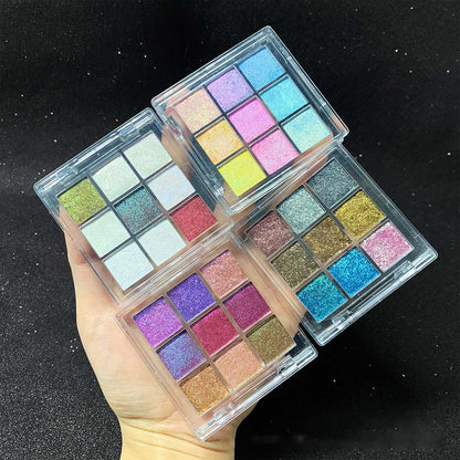 New 9 Color Chameleon Eyeshadow Palette Glitter Holographic Pearlescent Vegan
