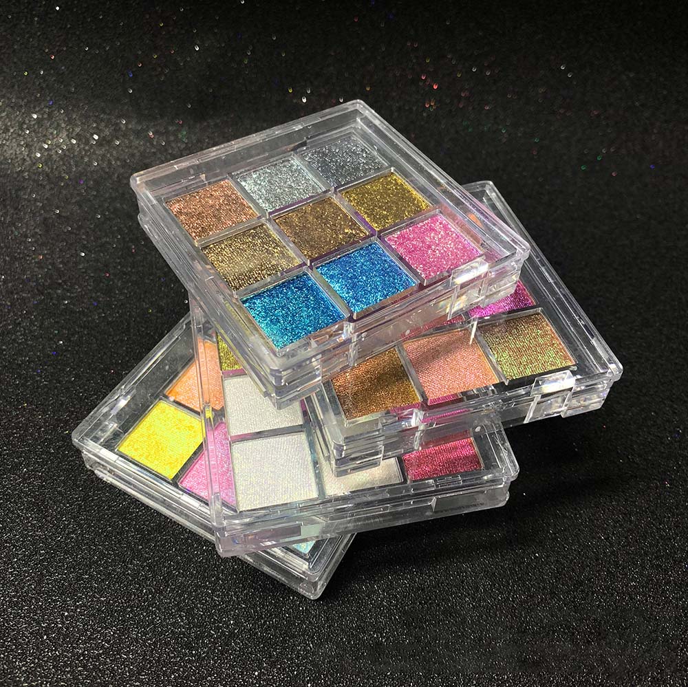 New 9 Color Chameleon Eyeshadow Palette Glitter Holographic Pearlescent Vegan