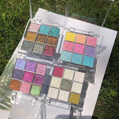 New 9 Color Chameleon Eyeshadow Palette Glitter Holographic Pearlescent Vegan