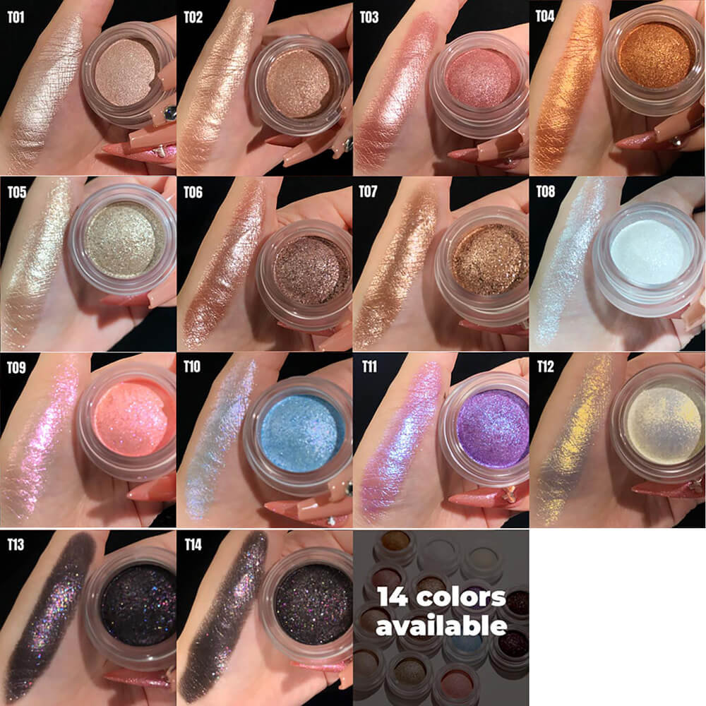 14-Color Metallic Eyeshadow Chameleon Creamy High Pigment Highlighter