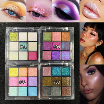 New 9 color chameleon eyeshadow palette glitter shiny pearlescent