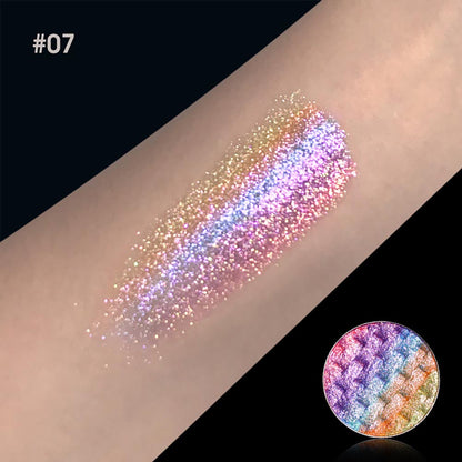 7-Color Woven Rainbow Eyeshadow Powder Chameleon Metallic Highlight 26mm
