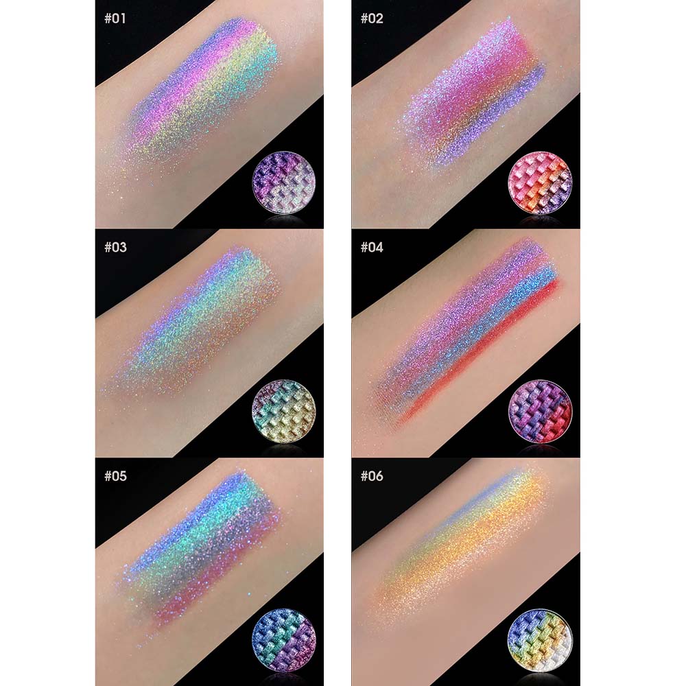 7-Color Woven Rainbow Eyeshadow Powder Chameleon Metallic Highlight 26mm