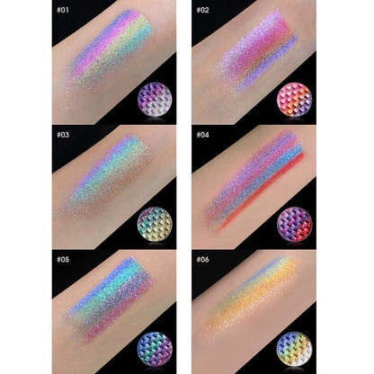 7-Color Woven Rainbow Eyeshadow Powder Chameleon Metallic Highlight 26mm