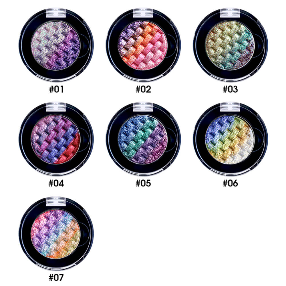 7-Color Woven Rainbow Eyeshadow Powder Chameleon Metallic Highlight 26mm