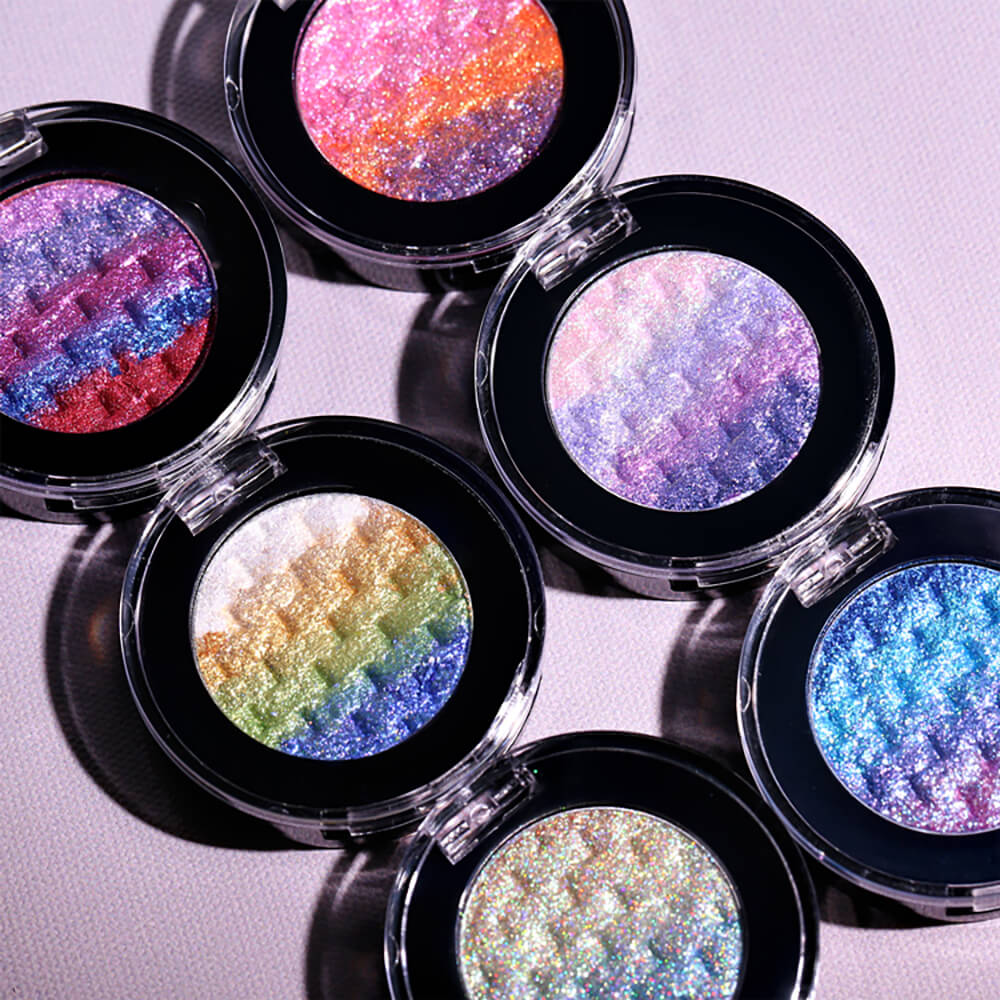 7-Color Woven Rainbow Eyeshadow Powder Chameleon Metallic Highlight 26mm