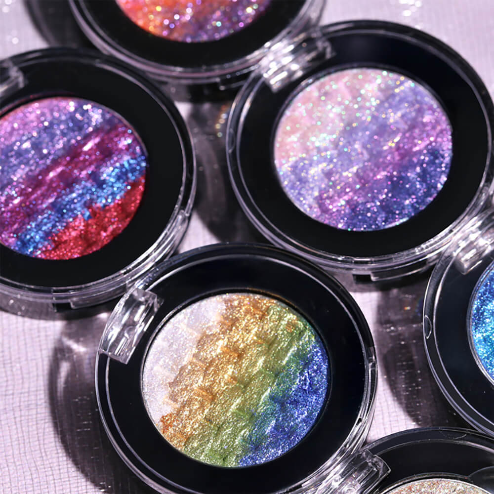 7-Color Woven Rainbow Eyeshadow Powder Chameleon Metallic Highlight 26mm