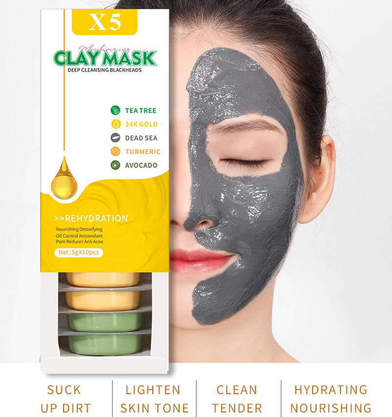 Clay mask kit cleansing mask face mask turmeric green tea anti-acne hydrating