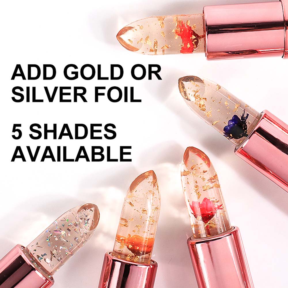 5 Color Flower Lip Balm Temperature Change Color Lipstick Vegan No Logo