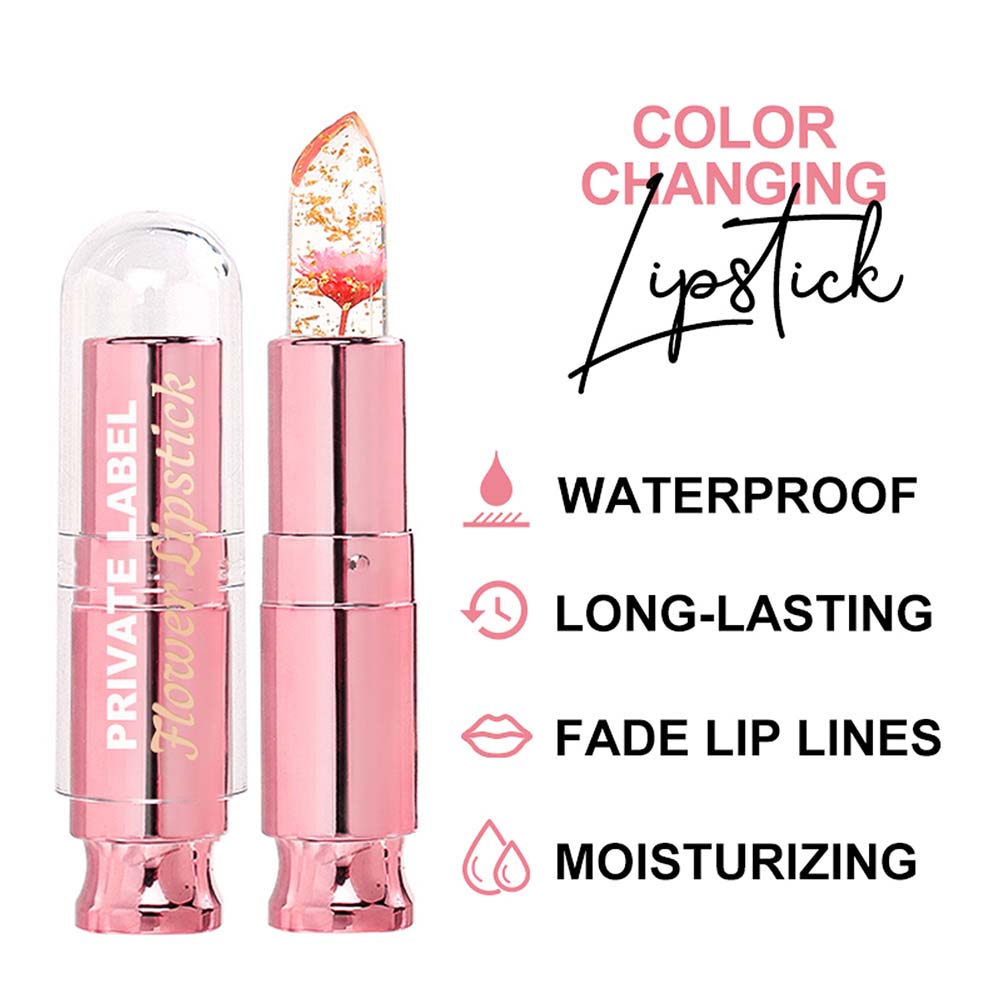 5 Color Flower Lip Balm Temperature Change Color Lipstick Vegan No Logo
