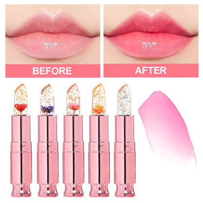 5 Color Flower Lip Balm Temperature Change Color Lipstick Vegan No Logo