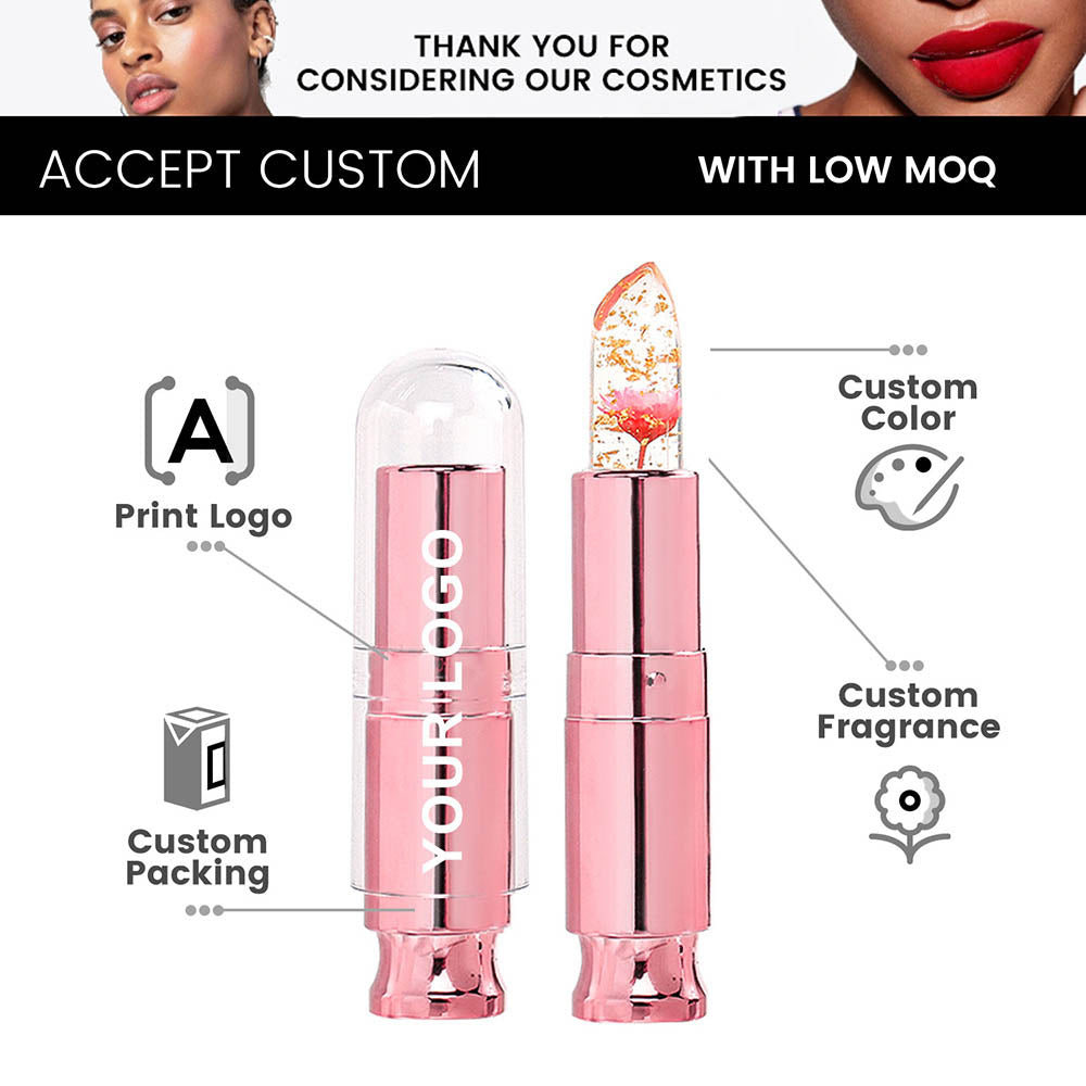 5 Color Flower Lip Balm Temperature Change Color Lipstick Vegan No Logo