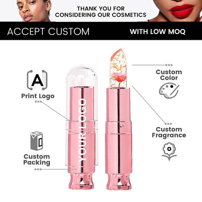 5 Color Flower Lip Balm Temperature Change Color Lipstick Vegan No Logo