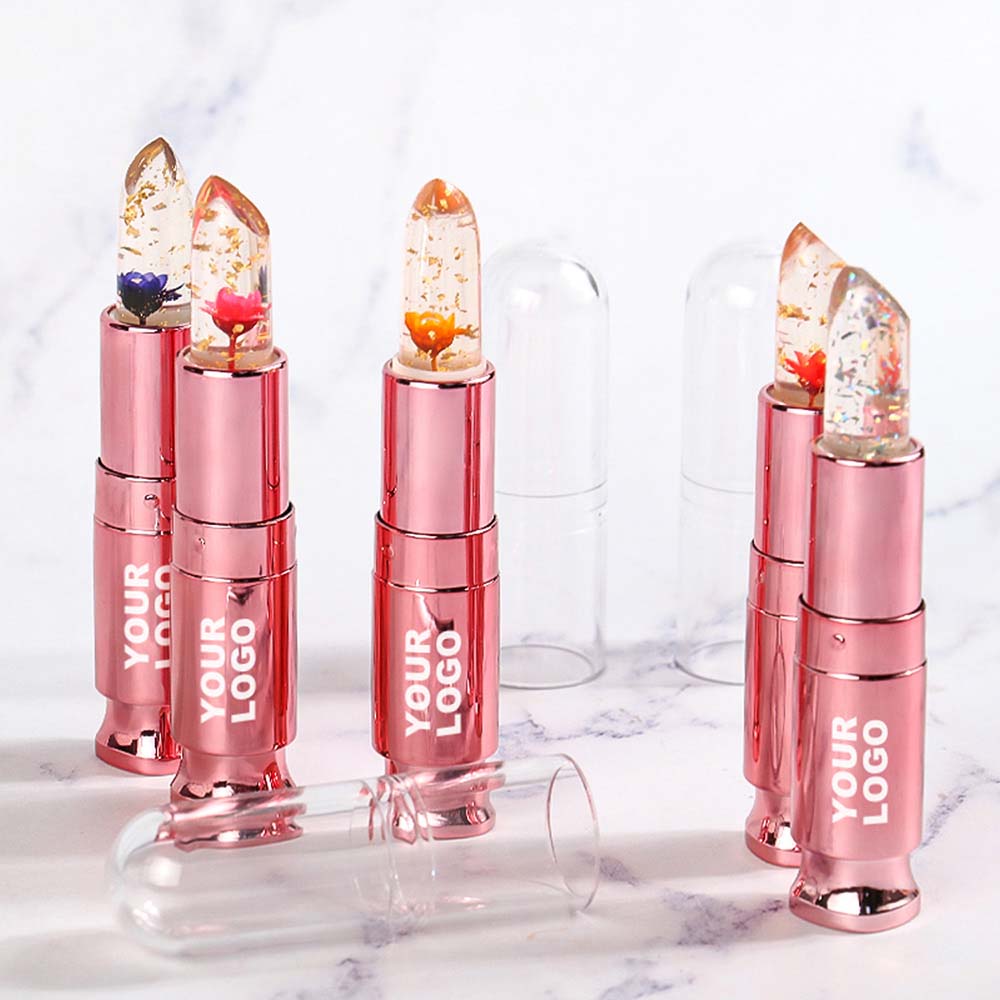 5 Color Flower Lip Balm Temperature Change Color Lipstick Vegan No Logo