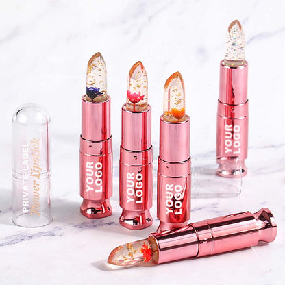 5 Color Flower Lip Balm Temperature Change Color Lipstick Vegan No Logo
