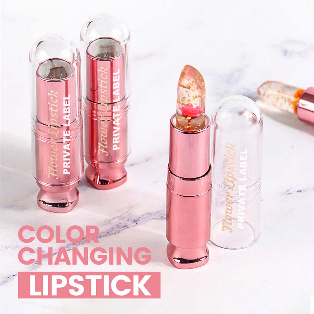 5 Color Flower Lip Balm Temperature Change Color Lipstick Vegan No Logo