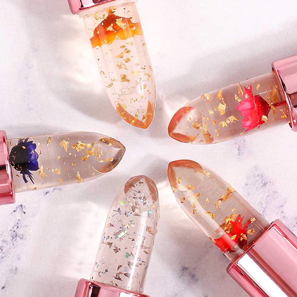 5 Color Flower Lip Balm Temperature Change Color Lipstick Vegan No Logo
